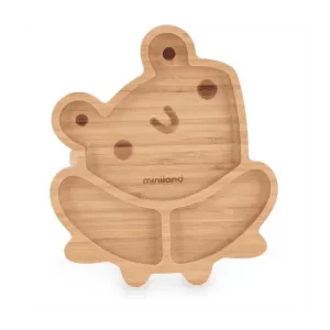 Miniland Assiette en bois avec ventouse Grenouille
