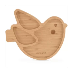 Miniland Assiette en bois avec ventouse Oiseau