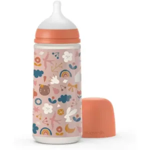 Suavinex Biberon 360ml tétine symétrique Sx, Forest Rose 6mois+